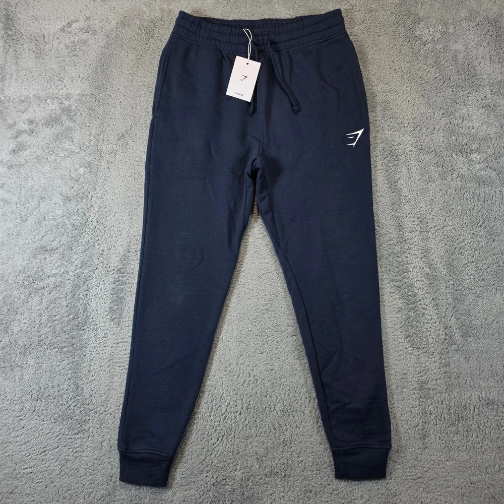 Gymshark Crest Jogger Mens Small Navy Blue Slim Fit Fleece Sweatpants Gym NWT